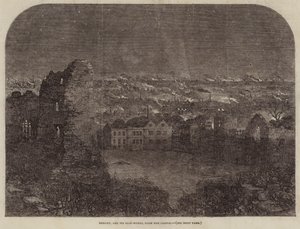 Dudley y sus fábricas de hierro, desde el castillo de Samuel Read